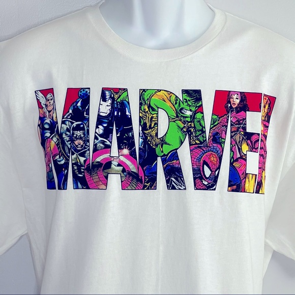 White Marvel Crew Neck T-shirts - Picture 3 of 4